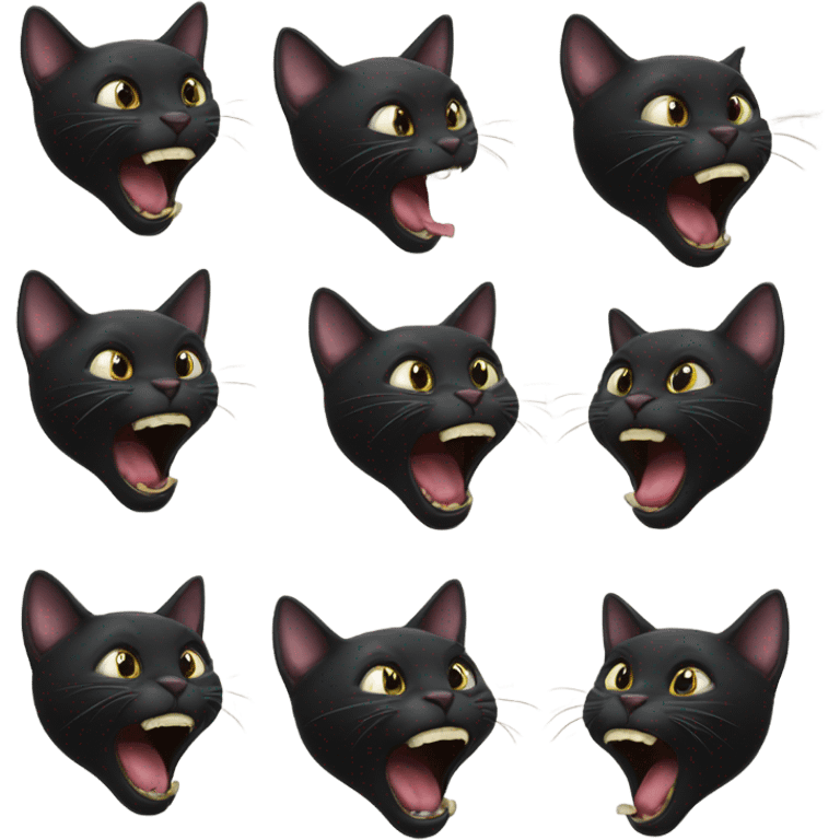 Black cat yelling emoji