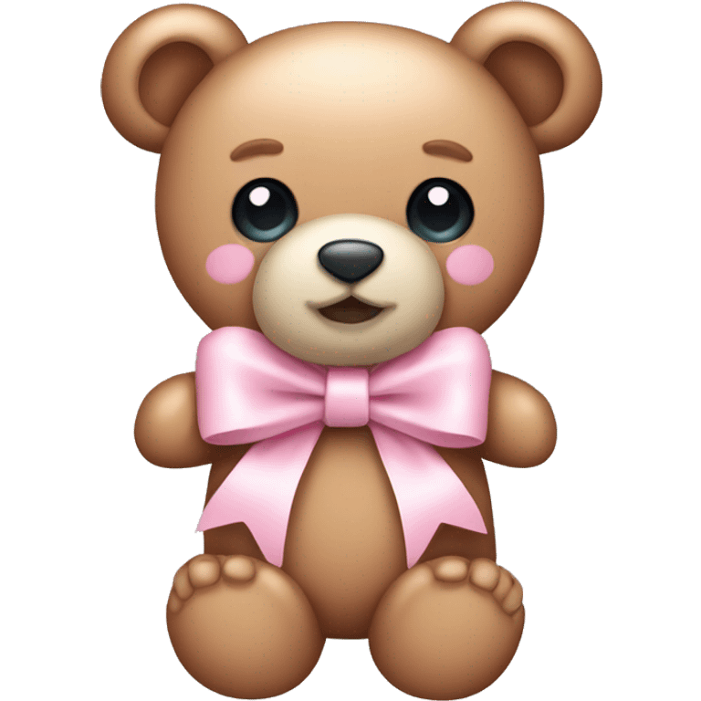 light pink cute teddy bear bow emoji