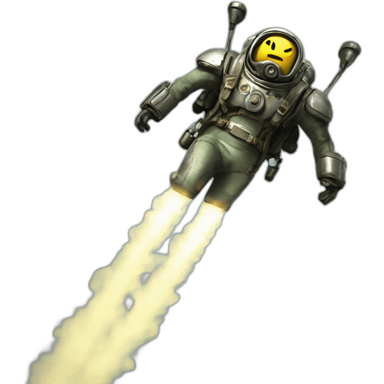 Fallout 3 character flying with a jetpack emoji