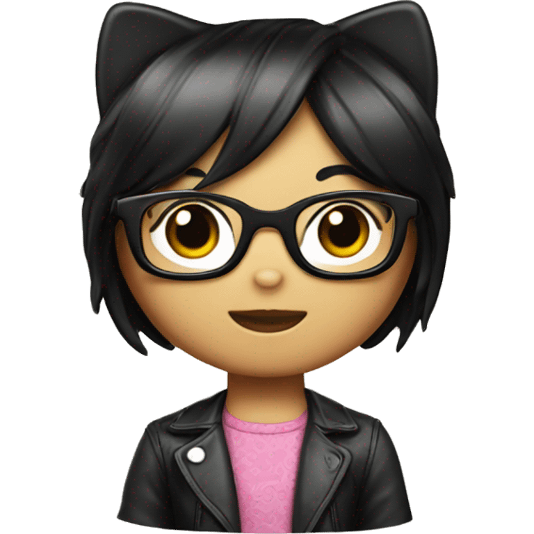 hello kitty with glasses and black hair emoji