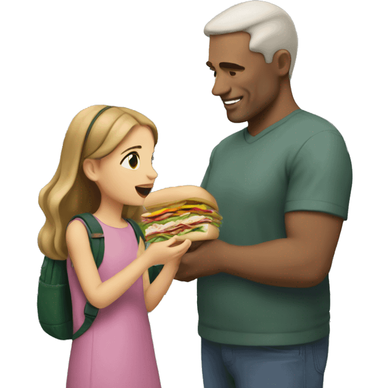 White Dad giving his daughter a subway sandwich   emoji