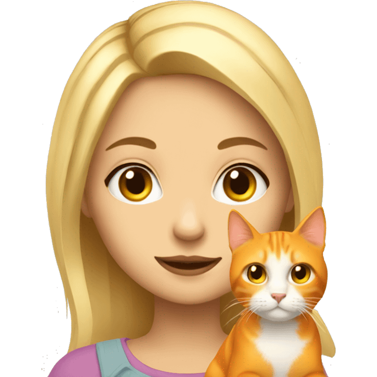 Blondie girl with orange cat  emoji