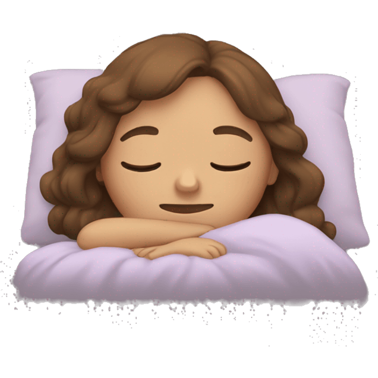 Girl with brown hair sleeping emoji