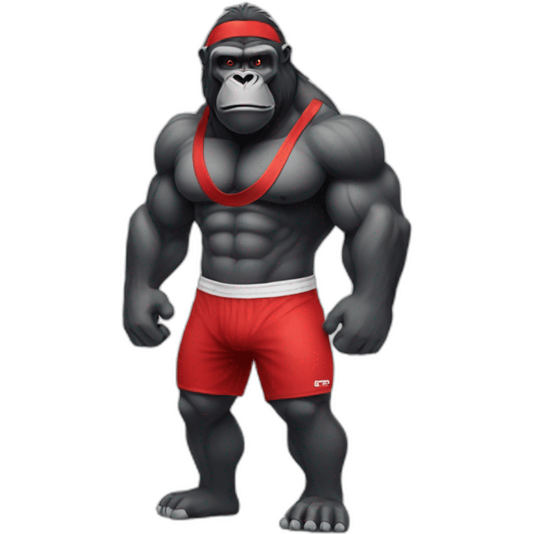 Gym gorilla with a red headband on emoji