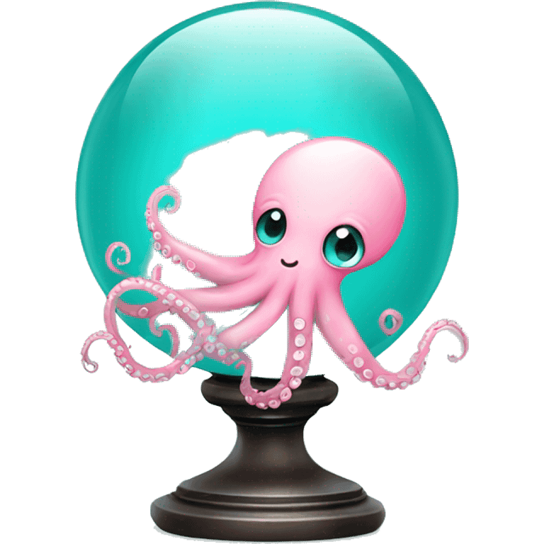 turquoise crystal ball with a light pink cute surgical octopus emoji