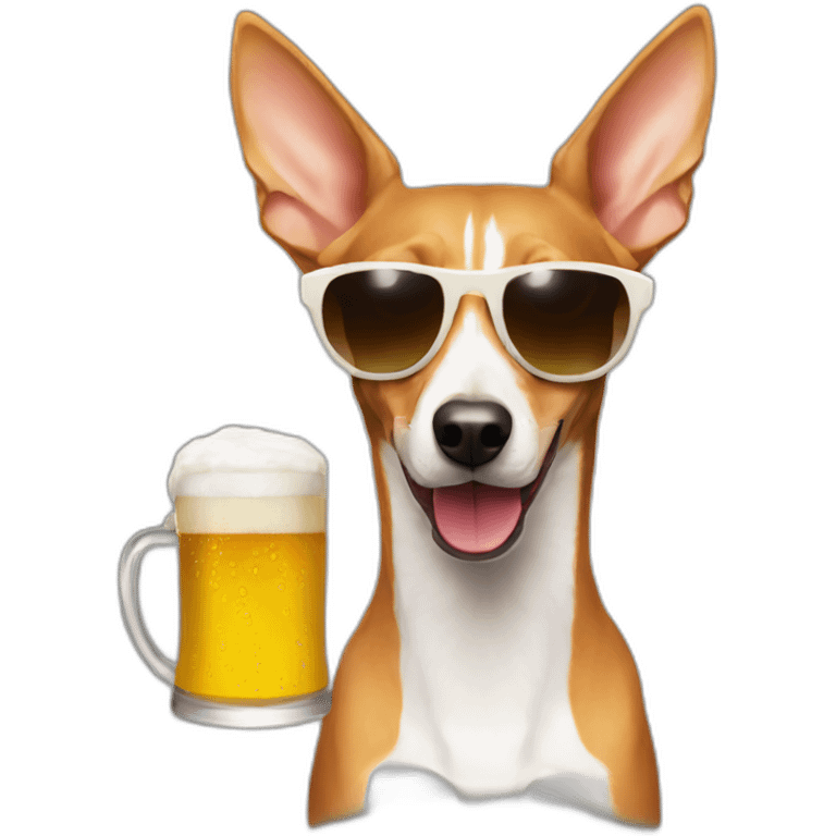 podenco with sunglasses taking a beer emoji