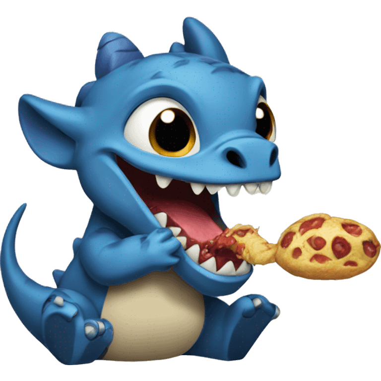 Dinasor eating stitch emoji