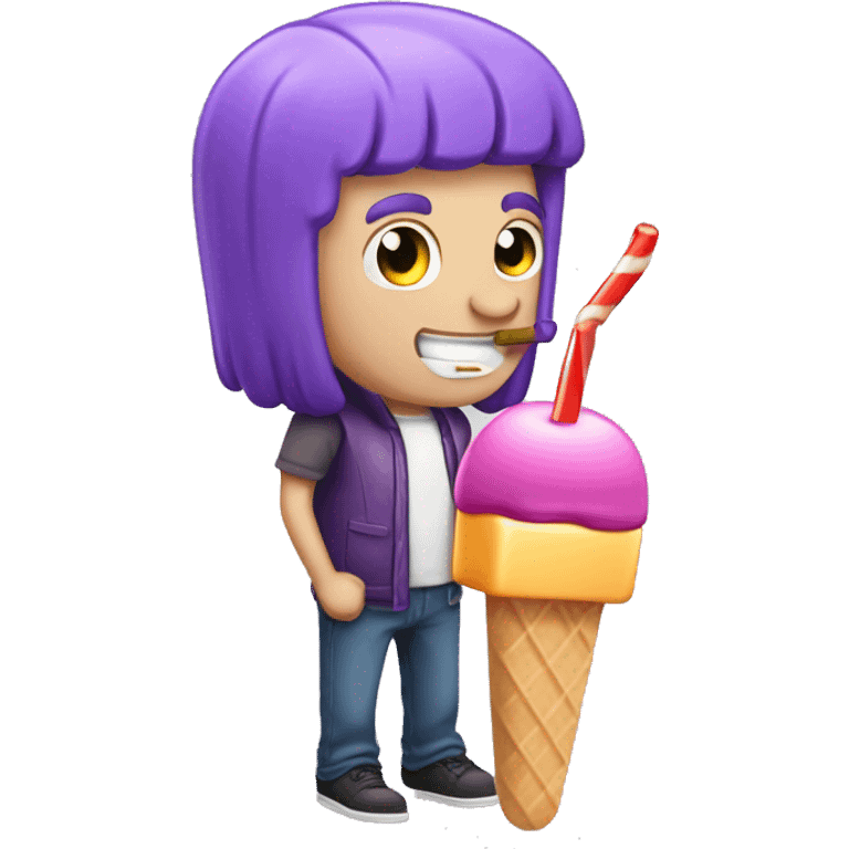 Purple haired Caucasian male eating a popsicle  emoji