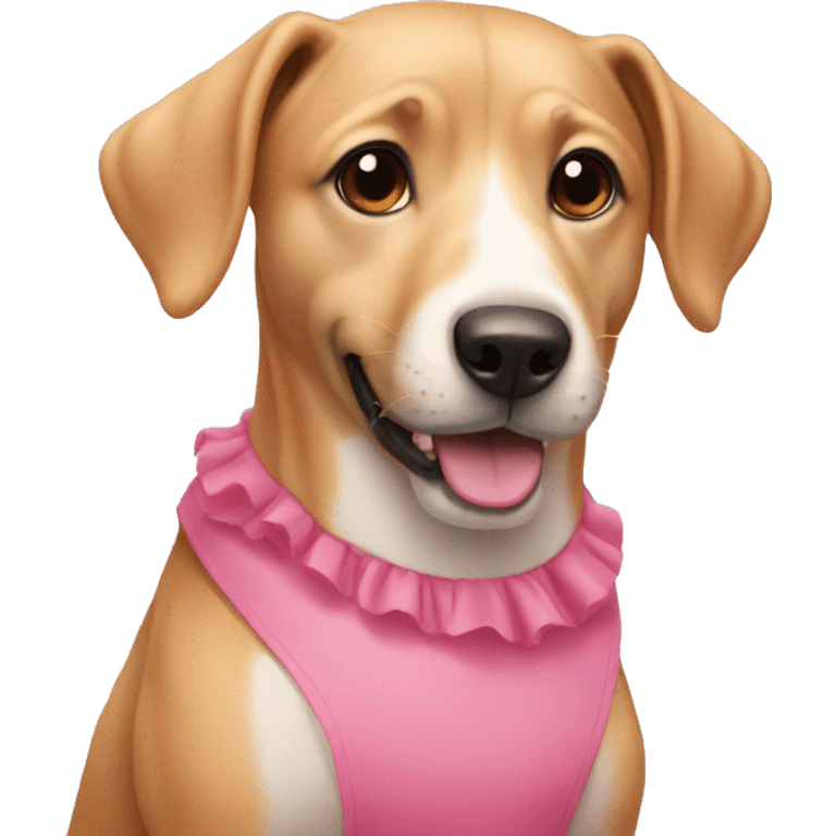 Dog wearing a pink dress emoji