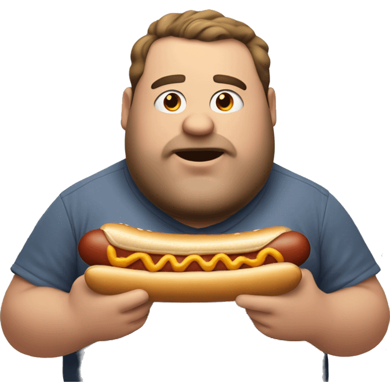 fat guy with a hot dog in his mouth emoji