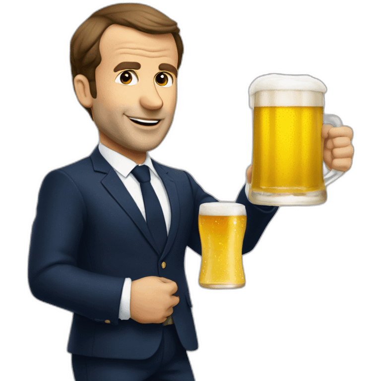 Macron qui boit une biere emoji