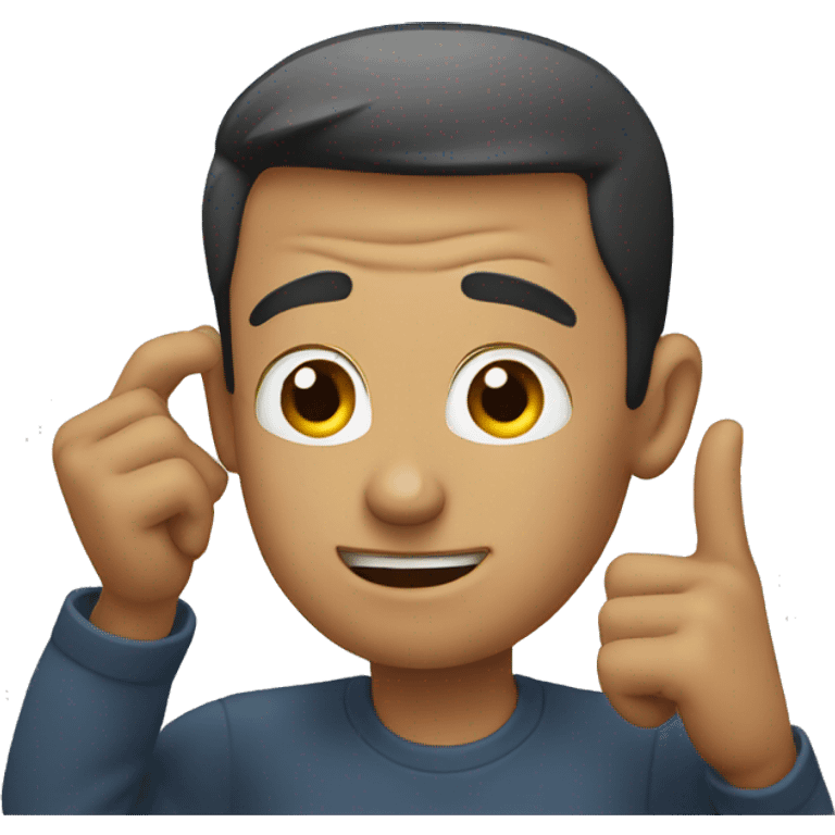 man pointing at his ear emoji