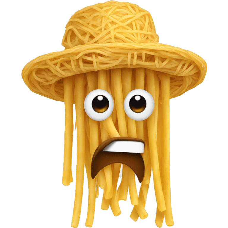 Spaghetti with hat on emoji