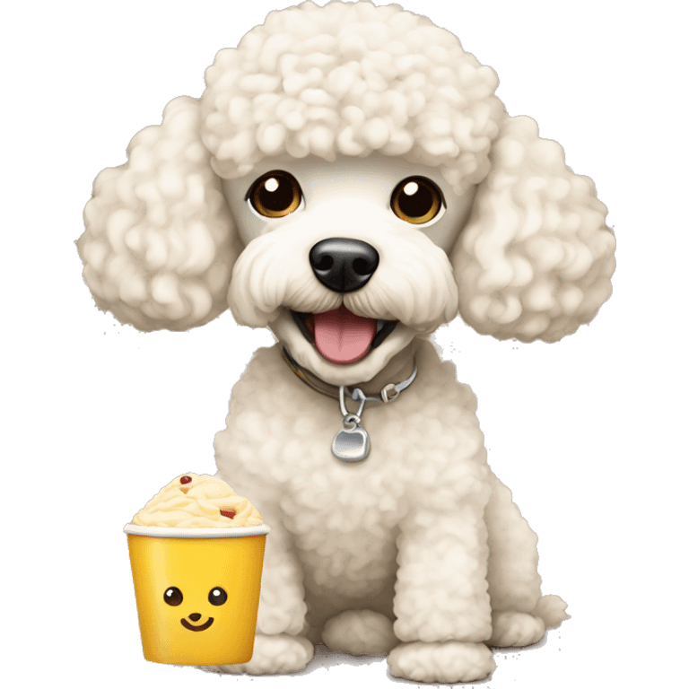 cream mini poodle have breakfast  emoji