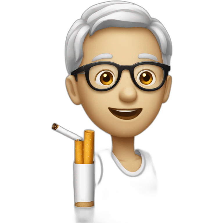 un eleve avec lunette et une cigarette emoji