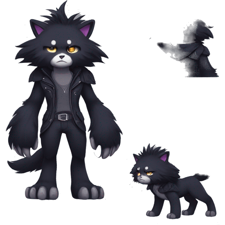 Dark Edgy Cool Shy Grumpy Fluffy FurSona Fakemon Full Body emoji