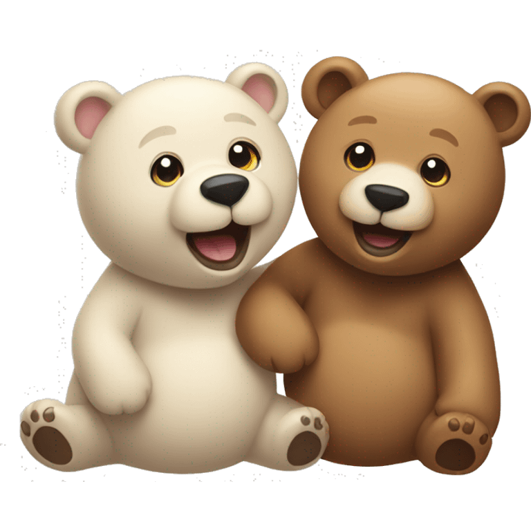 Happy bear with its twin sister  emoji