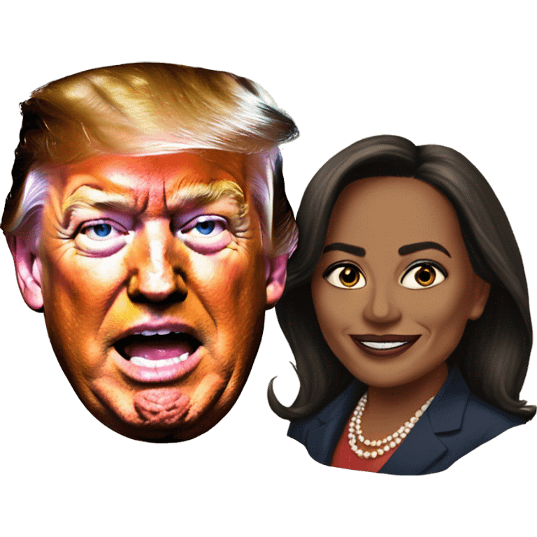 create an emoji of Donald Trump, painting an image of Kamala Haris  emoji