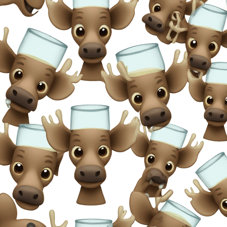 Drunk moose with wine glasses emoji