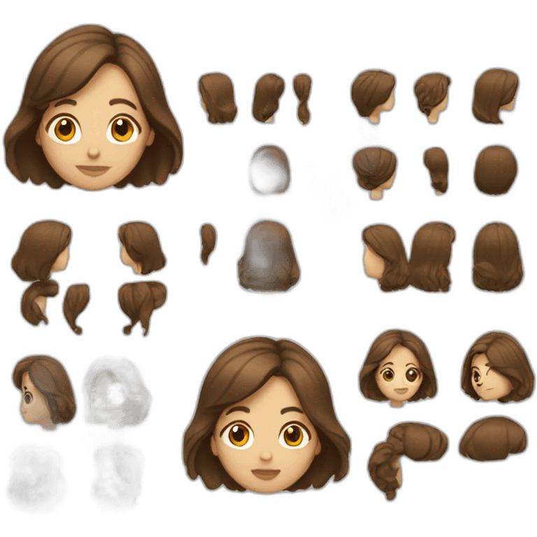 woman with mid-length brown hair emoji