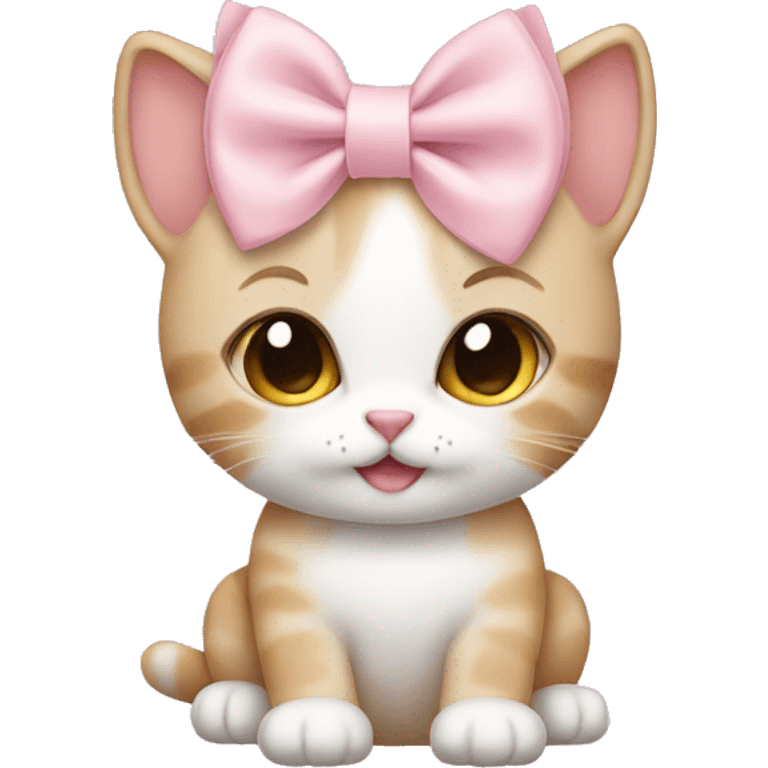 Kitten wearing a light pink bow emoji