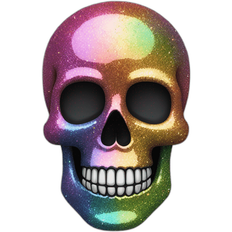 Rainbow glitter sparkle skull emoji