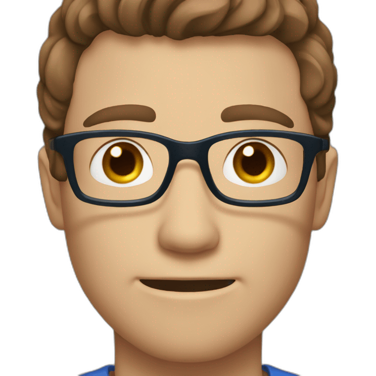 brown hair blue eyed man with glasses ligth skinned emoji