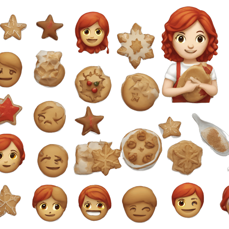 Red haired girl making Christmas cookies emoji