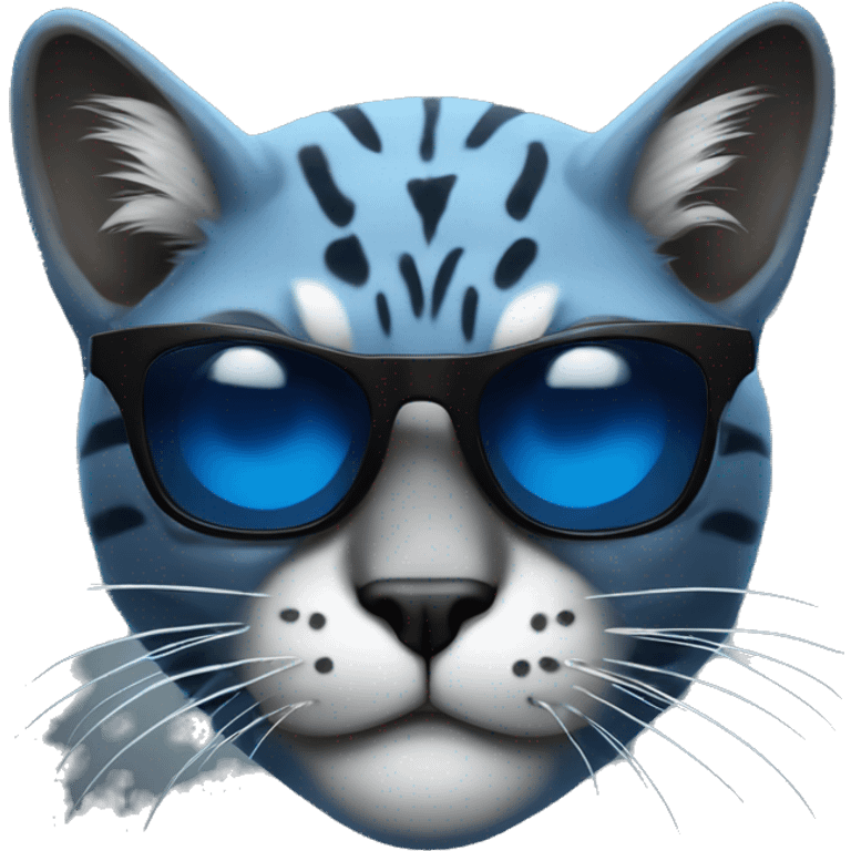 blue mean looking wildcat, with black sunglasses that are very dark emoji