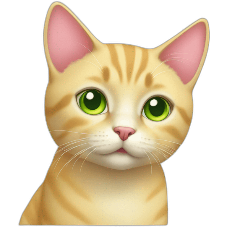 cute yellow shorthair cat with green eyes and pink nose emoji