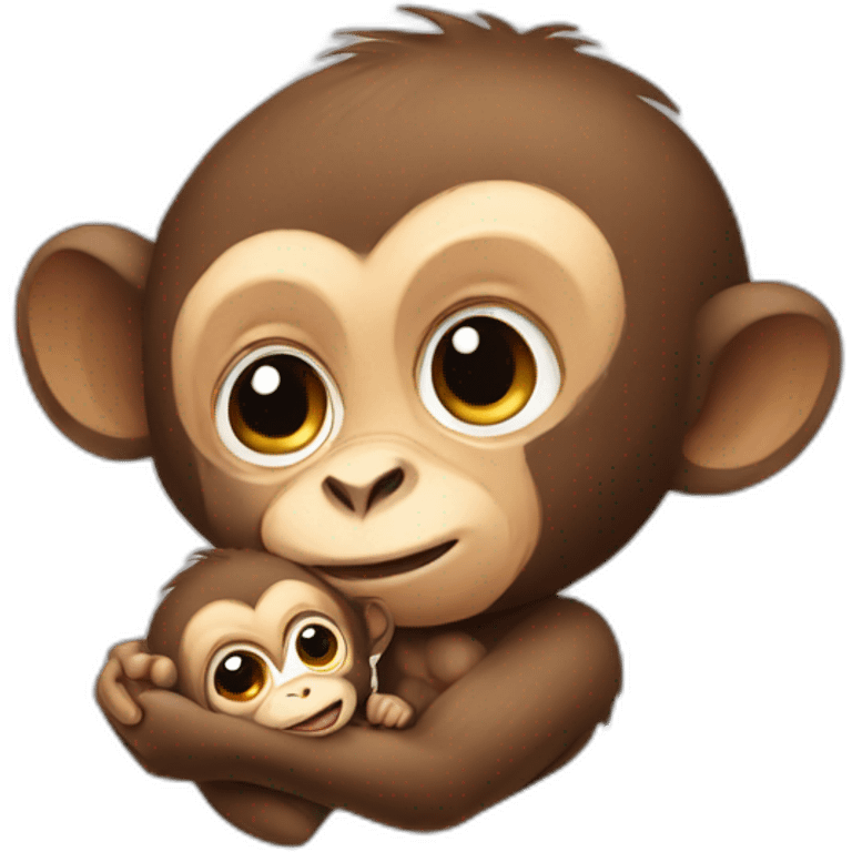 monkey holding baby emoji