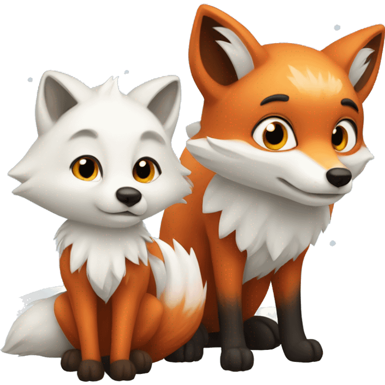 A red fox and a snowy arctic fox emoji