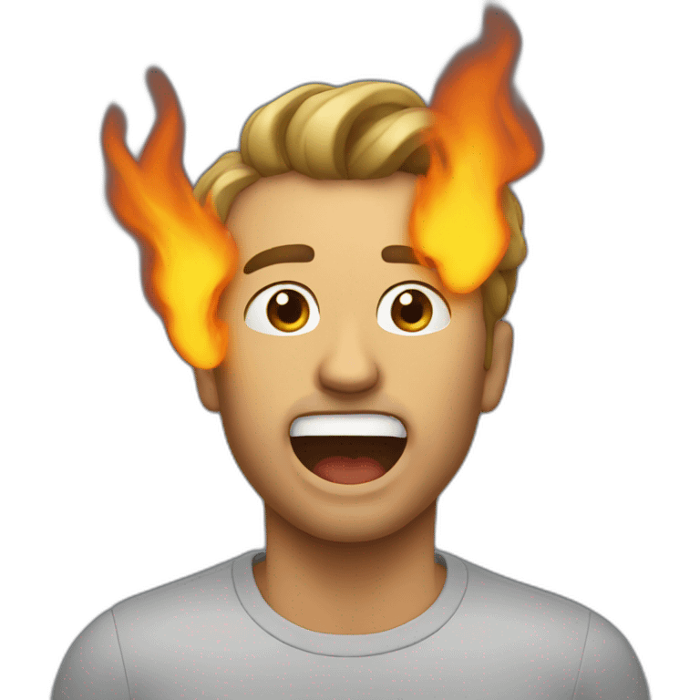 man with his mouth on fire emoji