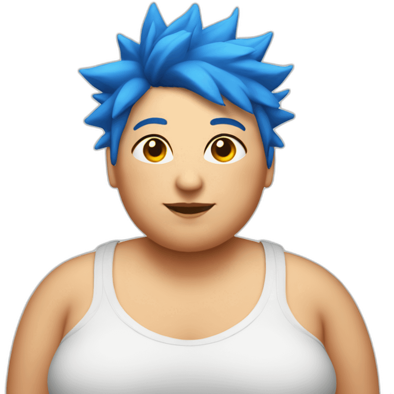 Older fat lesbian Chilean very short spiky bright blue hair emoji