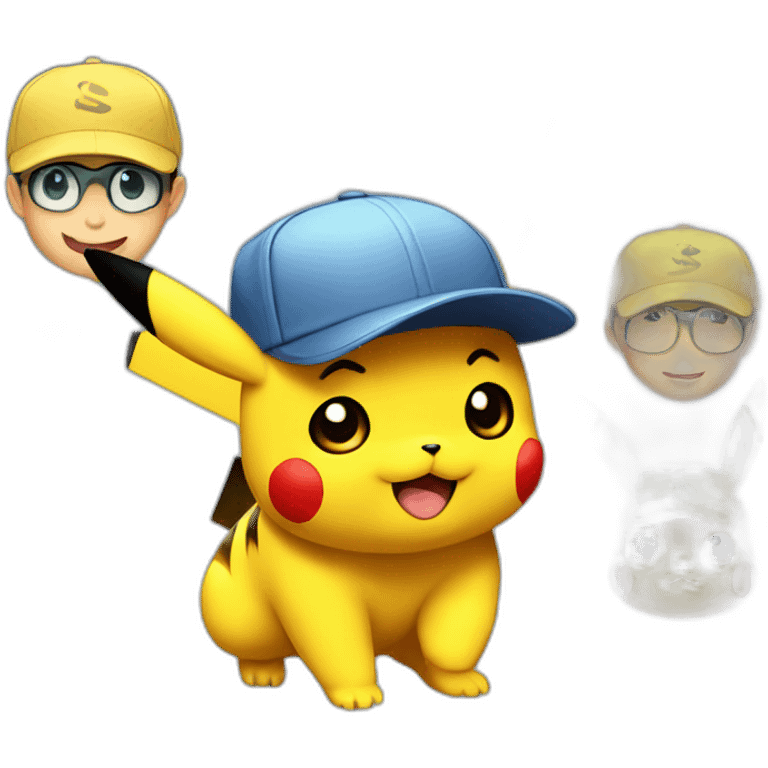 Pikachu avec la casquette de Sacha emoji