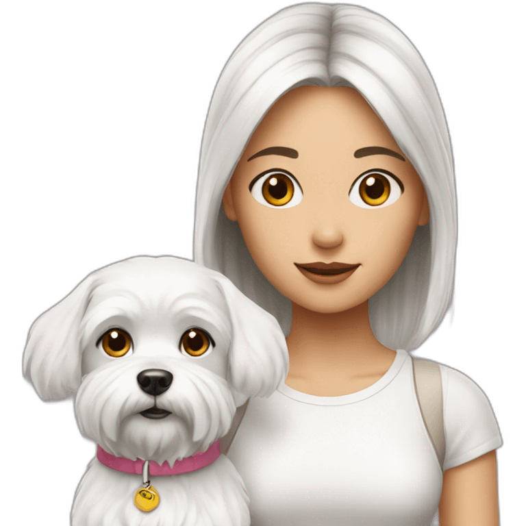 Girl with maltese dog no collar emoji