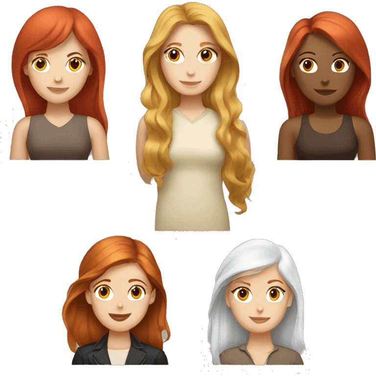 3 white women one red hair one brown hair one blonde hair emoji