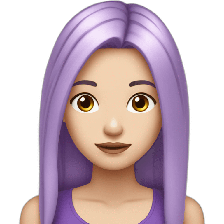 White girl with purple long hair boring ￼ emoji