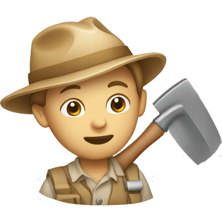 archaeologist emoji with trowel emoji