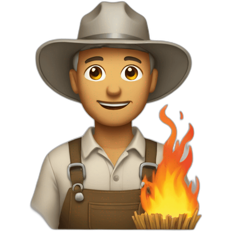 A farmer who is burning emoji