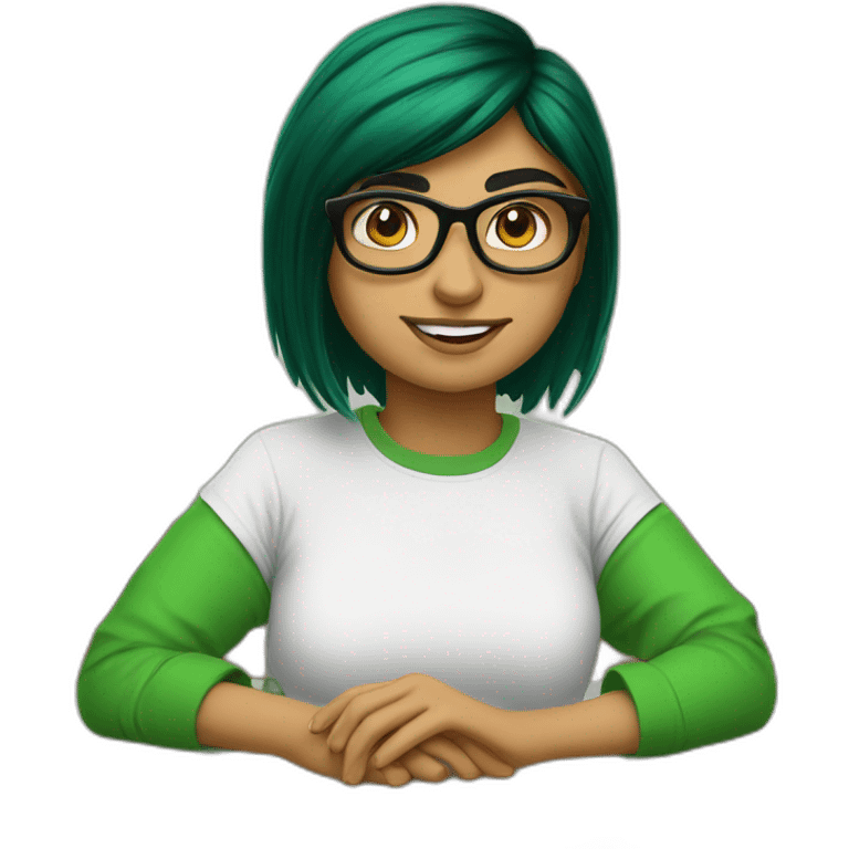 Mia Khalifa white tshirt green sleeves emoji