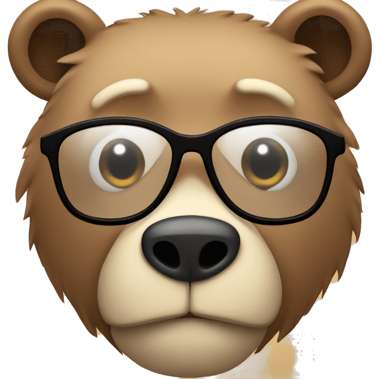 a bear with too many muscles, square glasses, moustache. emoji