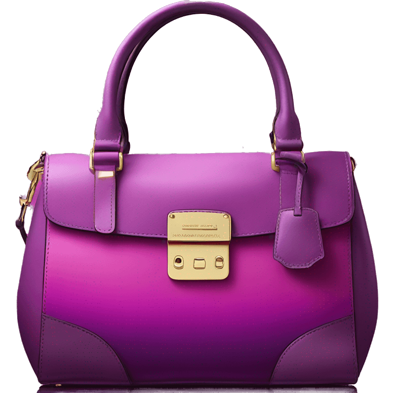 Realistic isolated magenta to purple ombre Michael kors satchel purse.  emoji