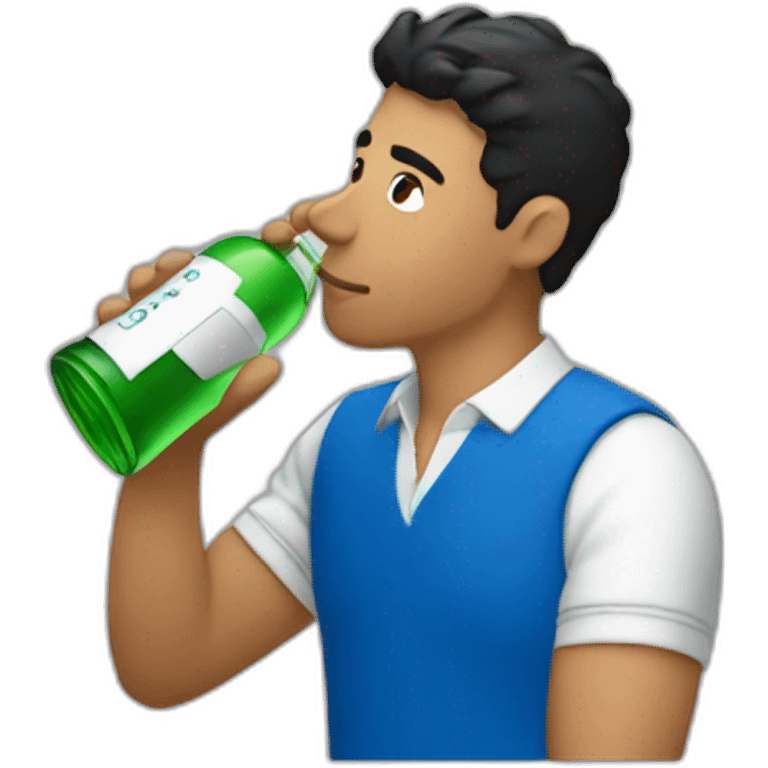 Latin guy Drinking and using lacoste emoji