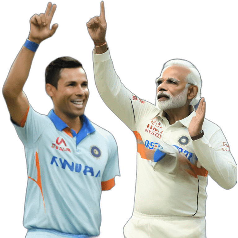 narendra modi in blue indian cricket team jersey doing cristiano ronaldo's celebration 'siuuu' emoji