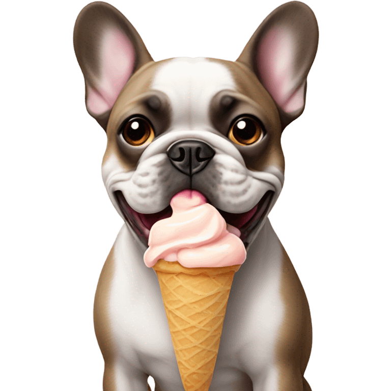 French bulldog eating icecream emoji