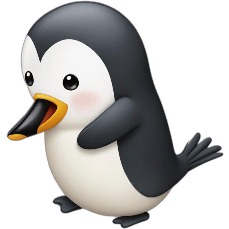 Pingouin qui fait un bisou à un autre pingouin emoji