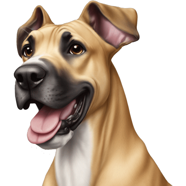 Hyper realistic fawn Great dane smiling emoji