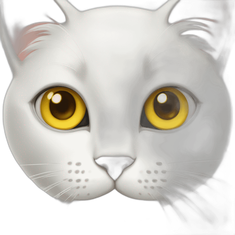 cute white cat with big yellow eyes  emoji