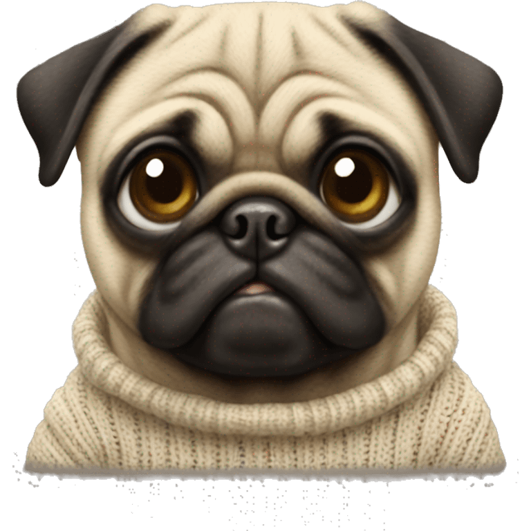 Pug wearing a knitted shirt emoji